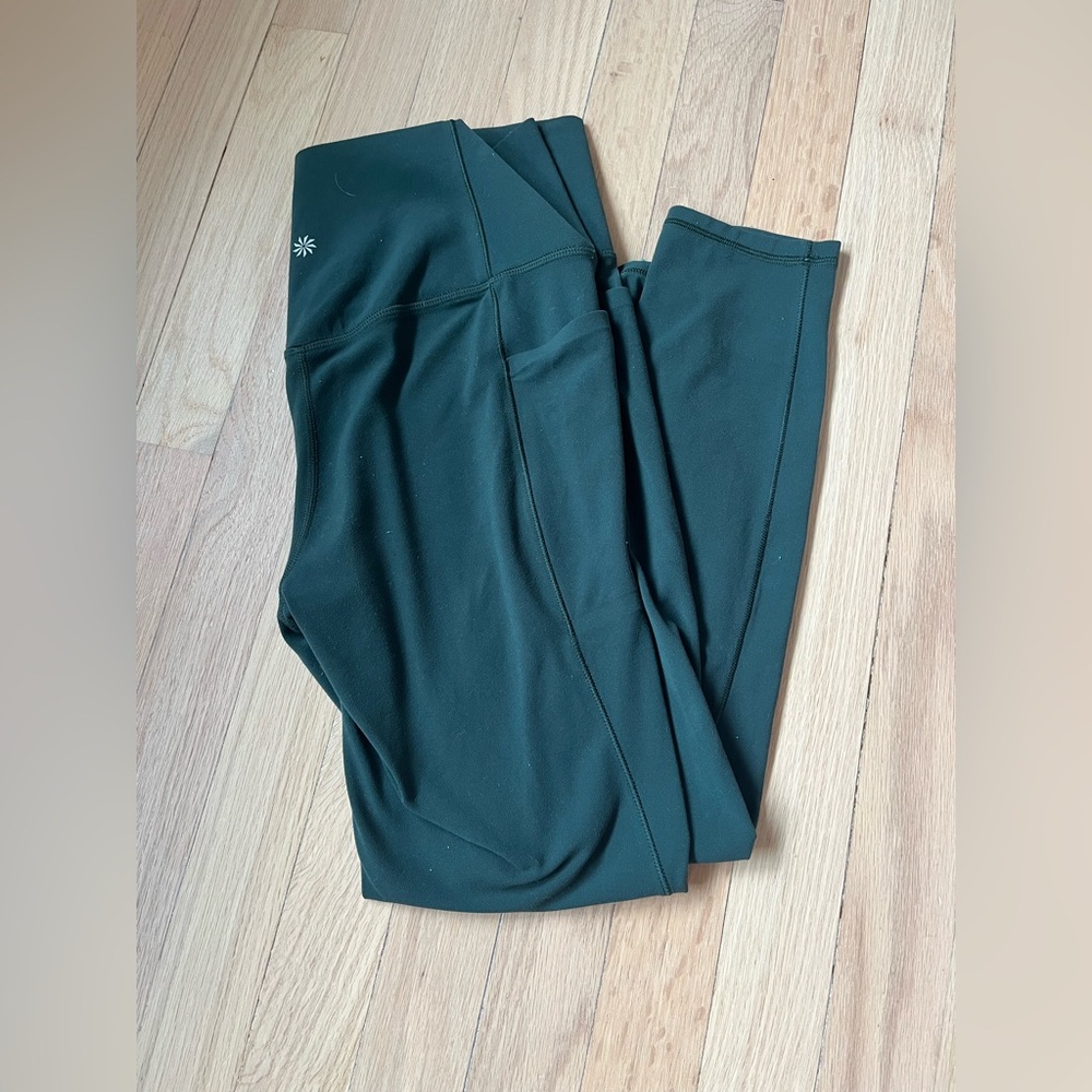 Athleta Salutation Stash Pocket II Tight Dark Navy Green Leggings